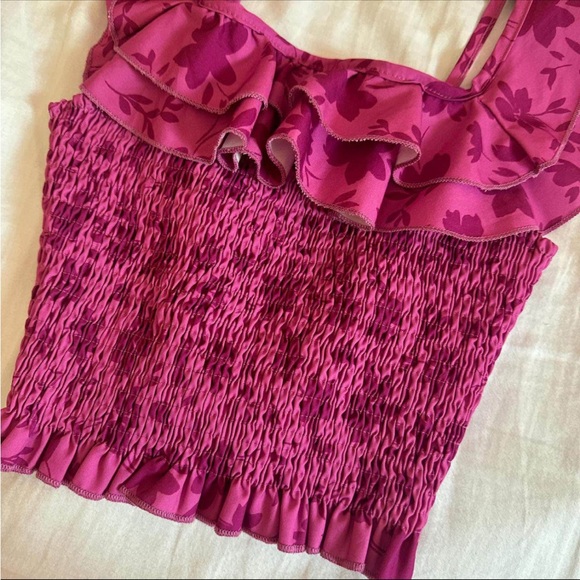 Floral Ruffle Smocked Top - Pink - Picture 2 of 3